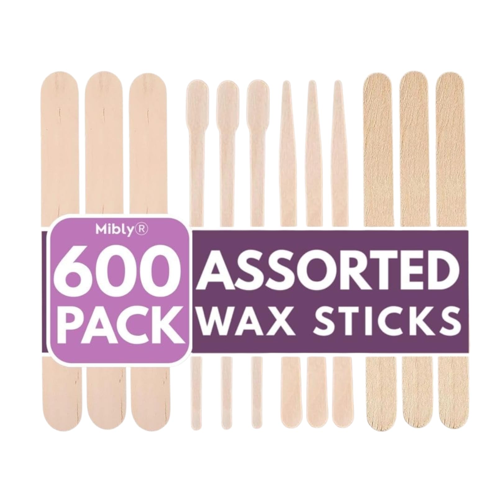 Amazon.com : Mibly 4 Style 600 Pcs Assorted Wooden Wax Sticks for